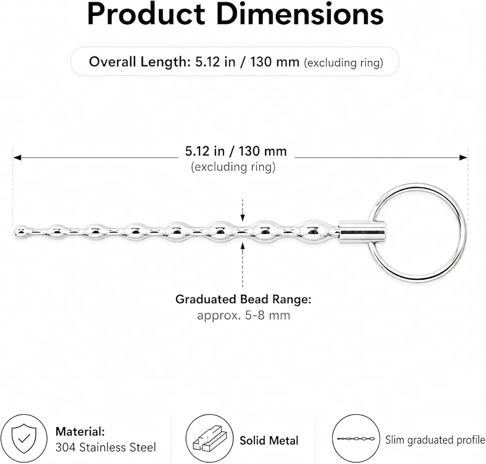 5.12 Inch Stainless Steel Screw-Threaded Urethral Sound Dilator and Penis Plug