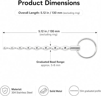 5.12 Inch Stainless Steel Screw-Threaded Urethral Sound Dilator and Penis Plug