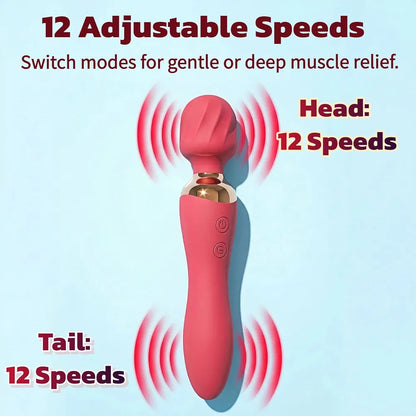 Premium Dual-Motor Rechargeable Wand Massager: 12-Mode Waterproof G-Spot and Clitoral Stimulator