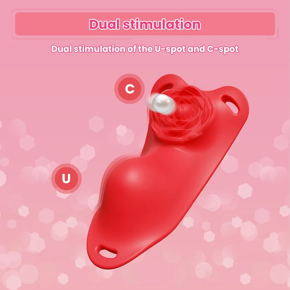Wearable Remote Control Butterfly Vibrator for Women & Couples - Rose Clitoral Stimulator