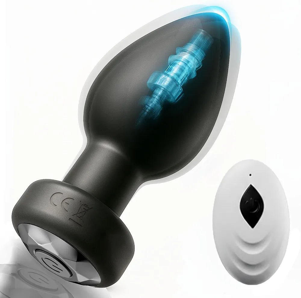 Rechargeable Waterproof Silicone Vibrating Anal Plug with Remote Control and 10 Modes