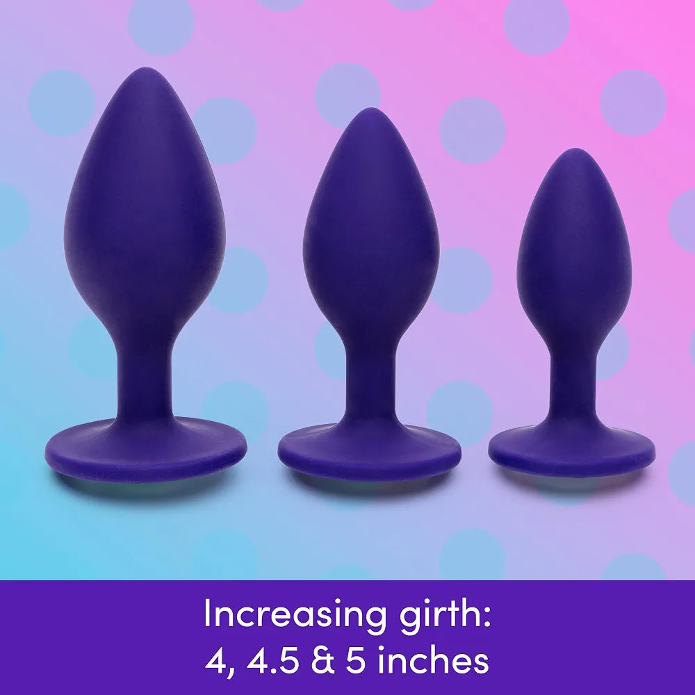 Premium 3-Piece Silicone Anal Training Plug Set with Jeweled Bases