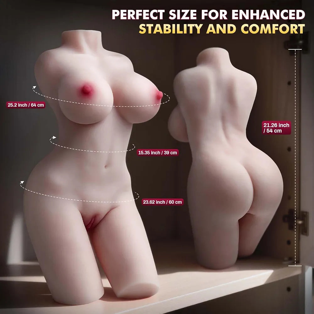 Realistic 20lb Full-Torso Male Masturbator with Dual-Channel Vagina and Anal Stimulation