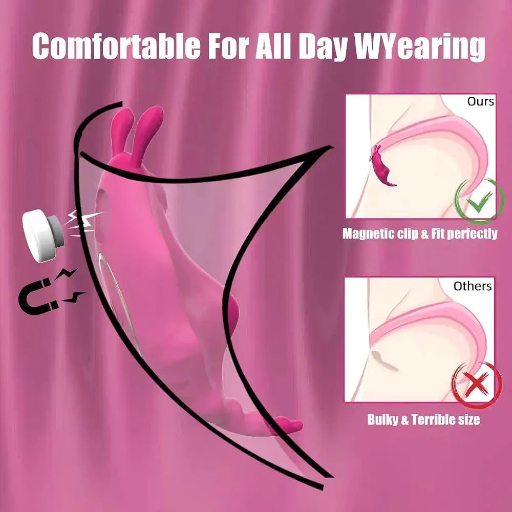 Butterfly Wearable App-Controlled Vibrator with 9 Vibration Modes - Pink