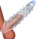 Vibrating Penis Sleeve Extender with Clitoral Stimulator and Textured Surface