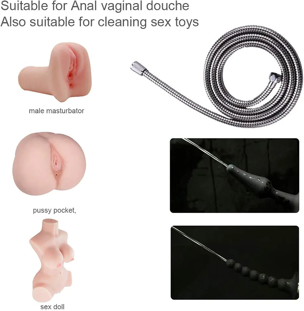 380ml Silicone Enema Bulb and Anal Douche System with 2 Replaceable Nozzles for Unisex Personal Hygiene