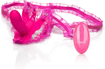 CalExotics Venus Butterfly Silicone Remote-Controlled Hands-Free Strap-On Vibrating Massager for Couples - Pink
