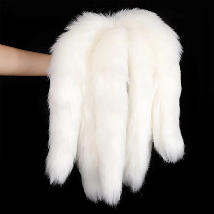 Premium Silicone Anal Bead Plug with 5 Detachable Faux Fur Tails for Couples Play