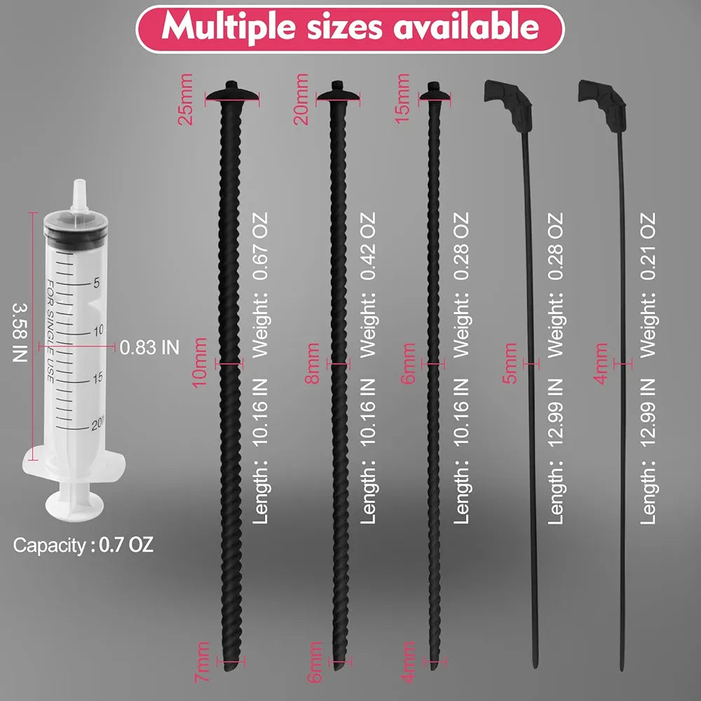 5-Piece Silicone Threaded Urethral Dilator and Sounding Set for Male Training