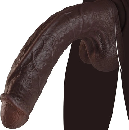 11-Inch Realistic Silicone Dildo with Suction Cup - Lifelike Texture for Anal and Vaginal Stimulation