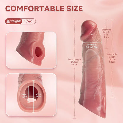 Pennis Extender Cock Sleeve Vibrator Sex Toys - Realistic Penis Sleeve Girth Enhancer, Silicone Penis Ring Vibrating Cock Ring to Delay Ejaculation Stronger Erection for Men Couples