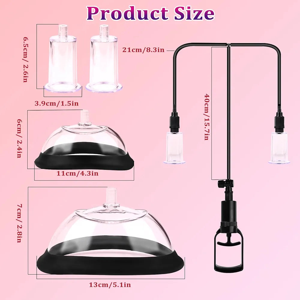 4-Cup Vacuum Suction Pump Set for Nipple and Clitoral Stimulation