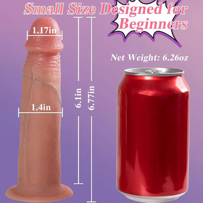 6.8-Inch Realistic Silicone Beginner Dildo with Suction Cup and Strap-on Compatibility