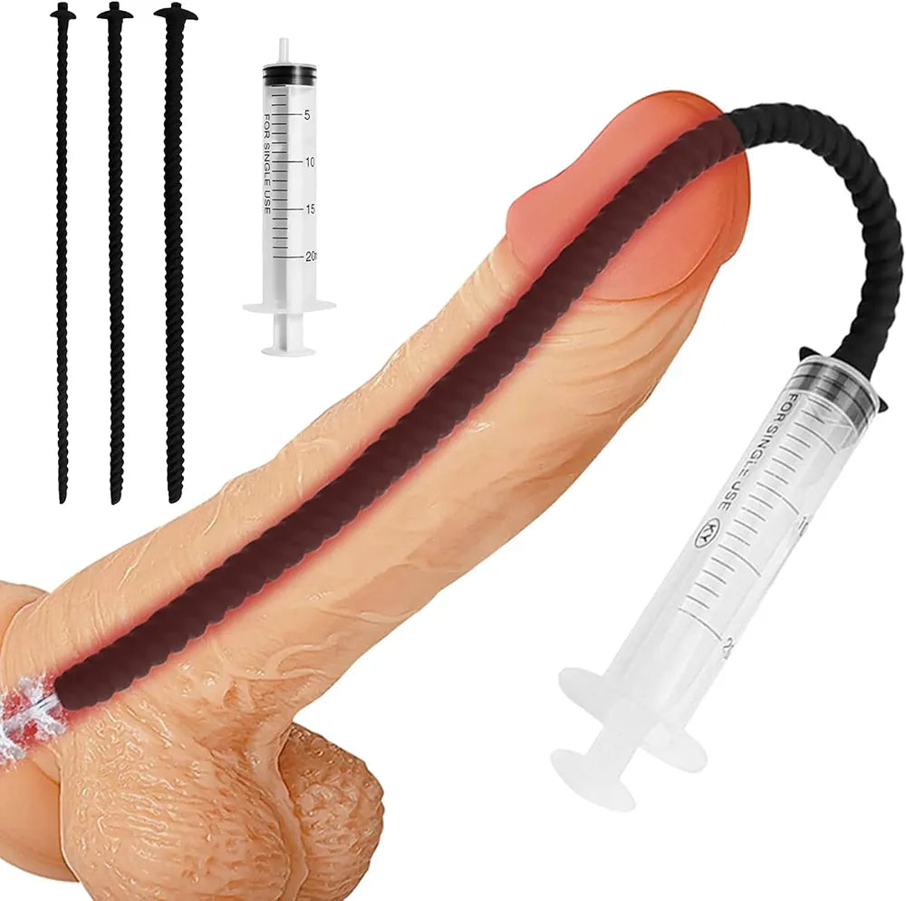 3-Piece Silicone Hollow Urethral Sounding and Dilation Set for Men