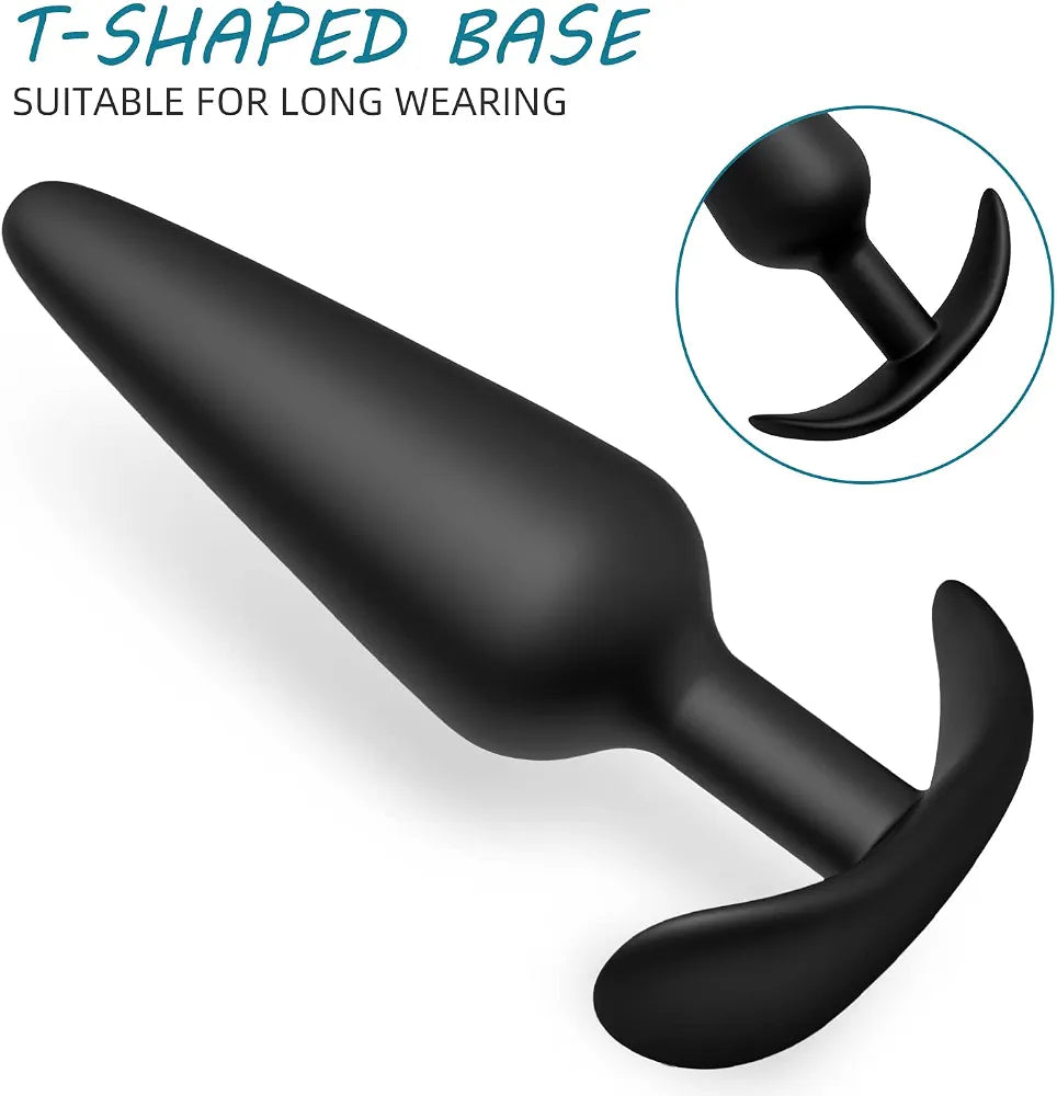 3-Piece Silicone Anal Training Plug Set with Flared Base for Beginners and Advanced Users