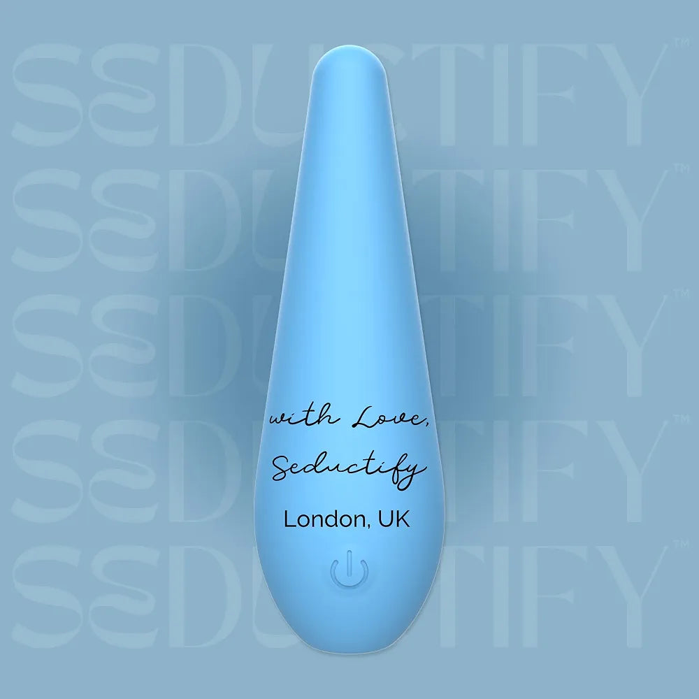 SEDUCTIFY Mini Teardrop Bullet Vibrator - 8-Mode Waterproof Clitoral Stimulator, Platinum Silicone