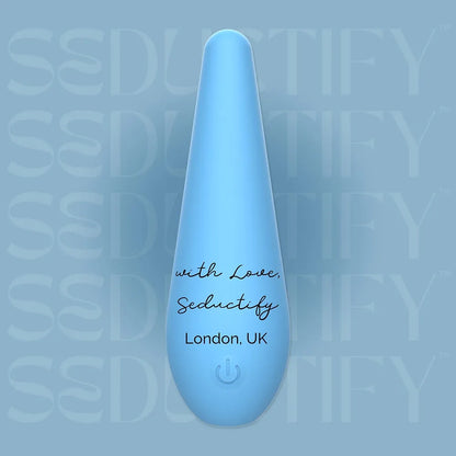 SEDUCTIFY Mini Teardrop Bullet Vibrator - 8-Mode Waterproof Clitoral Stimulator, Platinum Silicone