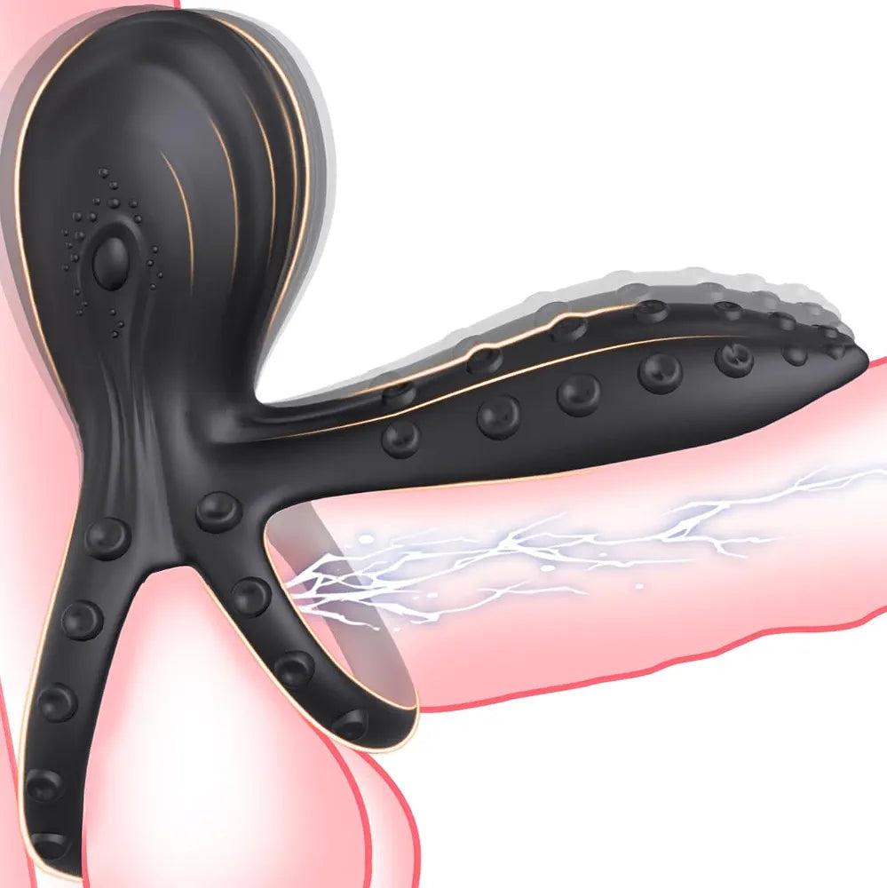 Octopus-Style Vibrating Penis Sleeve with 10 Modes for Enhanced Couples Stimulation