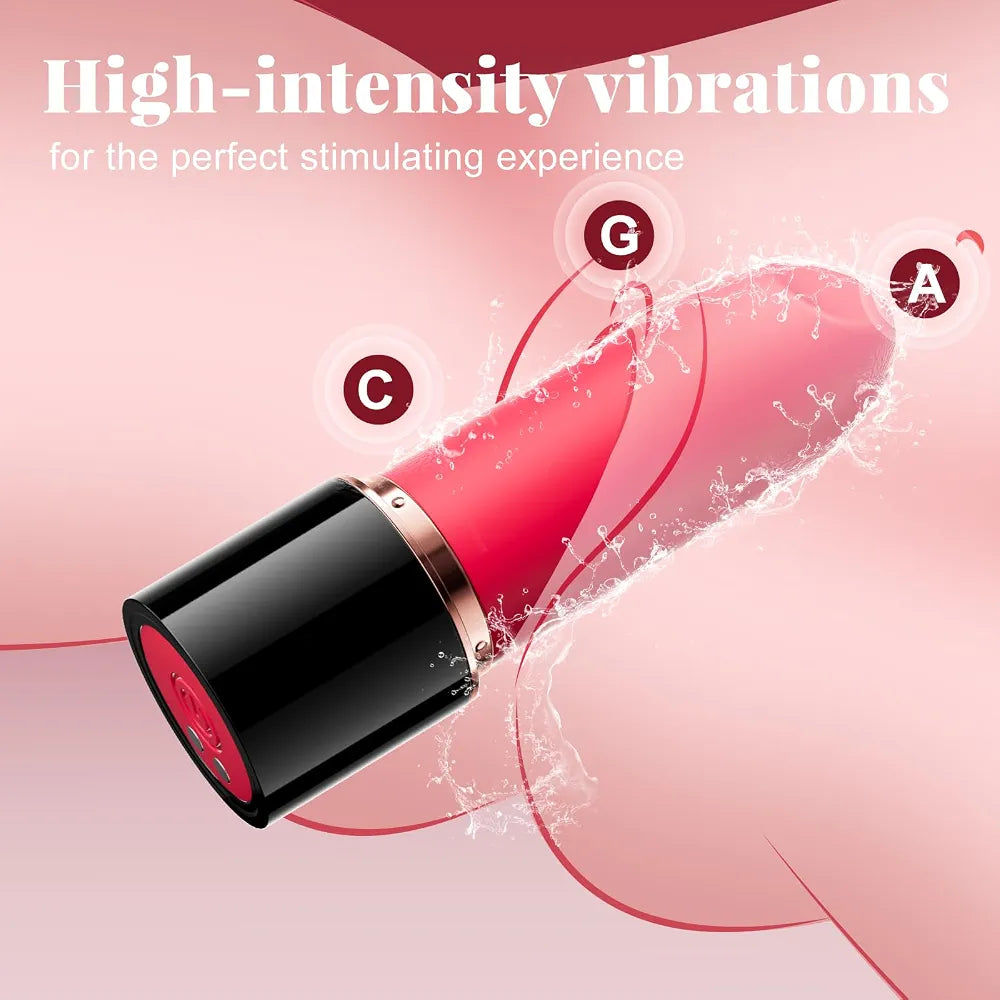 Discreet Rechargeable Lipstick-Style Clitoral Vibrator with 10 Vibration Modes