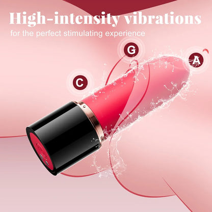 Discreet Rechargeable Lipstick-Style Clitoral Vibrator with 10 Vibration Modes
