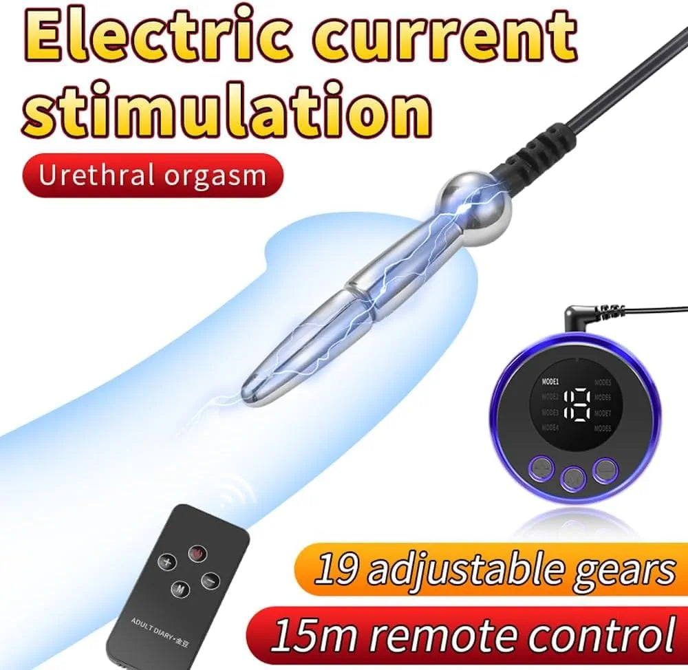 Heuceo 3-Piece Metal Electric Shock Urethral Dilator Set for E-Stim and BDSM Play