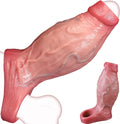 2.5'' Diameter Large Realistic Penis Sleeve,FAJACHE Reusable Cock Enlarger Extender with Thickened Elastic Penis Ring to Prolong Sex/Delay Ejaculation/Enhance Erection,Silicone Sheath Adult Sex Toys