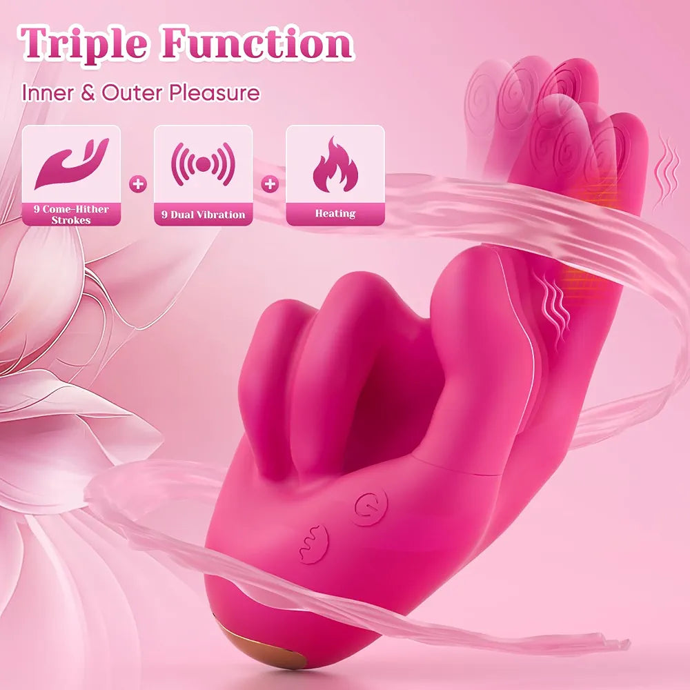 Heated Dual-Finger G-Spot & Clitoral Vibrator with 9 Stimulation Modes