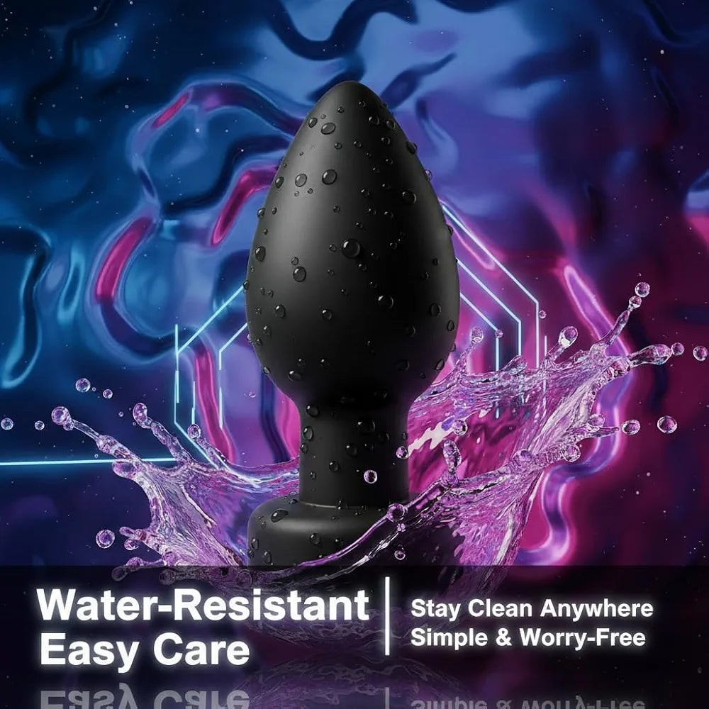 Rechargeable Waterproof Silicone Vibrating Anal Plug with Remote Control and 10 Modes