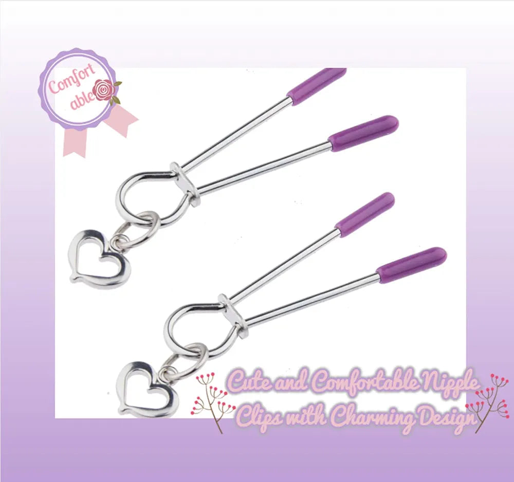 Adjustable Silicone-Tipped Nipple Clamps for Couples - Non-Piercing Nickel-Free Foreplay Jewelry