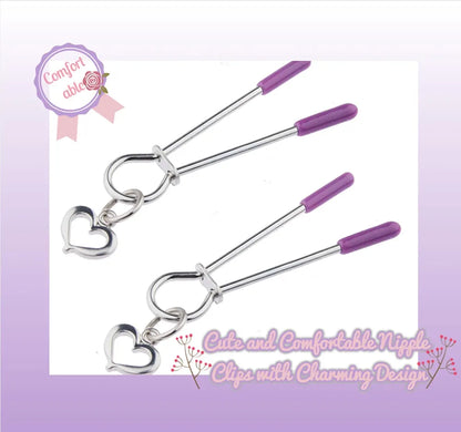 Adjustable Silicone-Tipped Nipple Clamps for Couples - Non-Piercing Nickel-Free Foreplay Jewelry