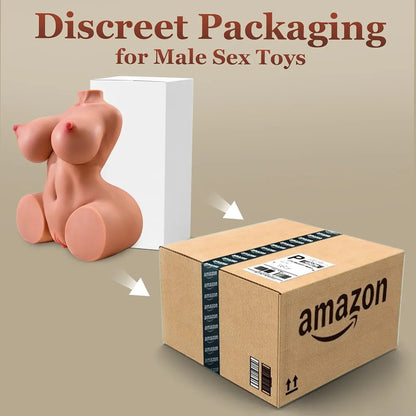 Realistic 3-in-1 Male Masturbator Torso with 3D Textured Vagina and Anal Channels, 8LB Soft-Touch Adult Toy