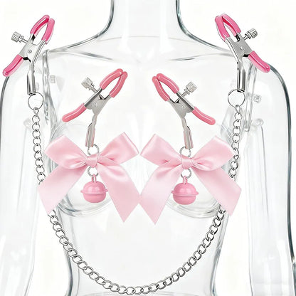 Adjustable 3-Piece Nipple and Clitoral Stimulation Clamp Set for Couples
