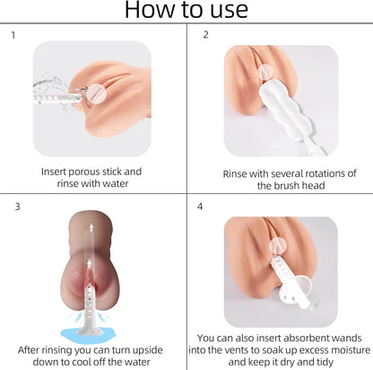 Comprehensive Male Masturbator and Sex Toy Cleaning & Care Kit - 2-Piece Set with Brush and Drying Stick