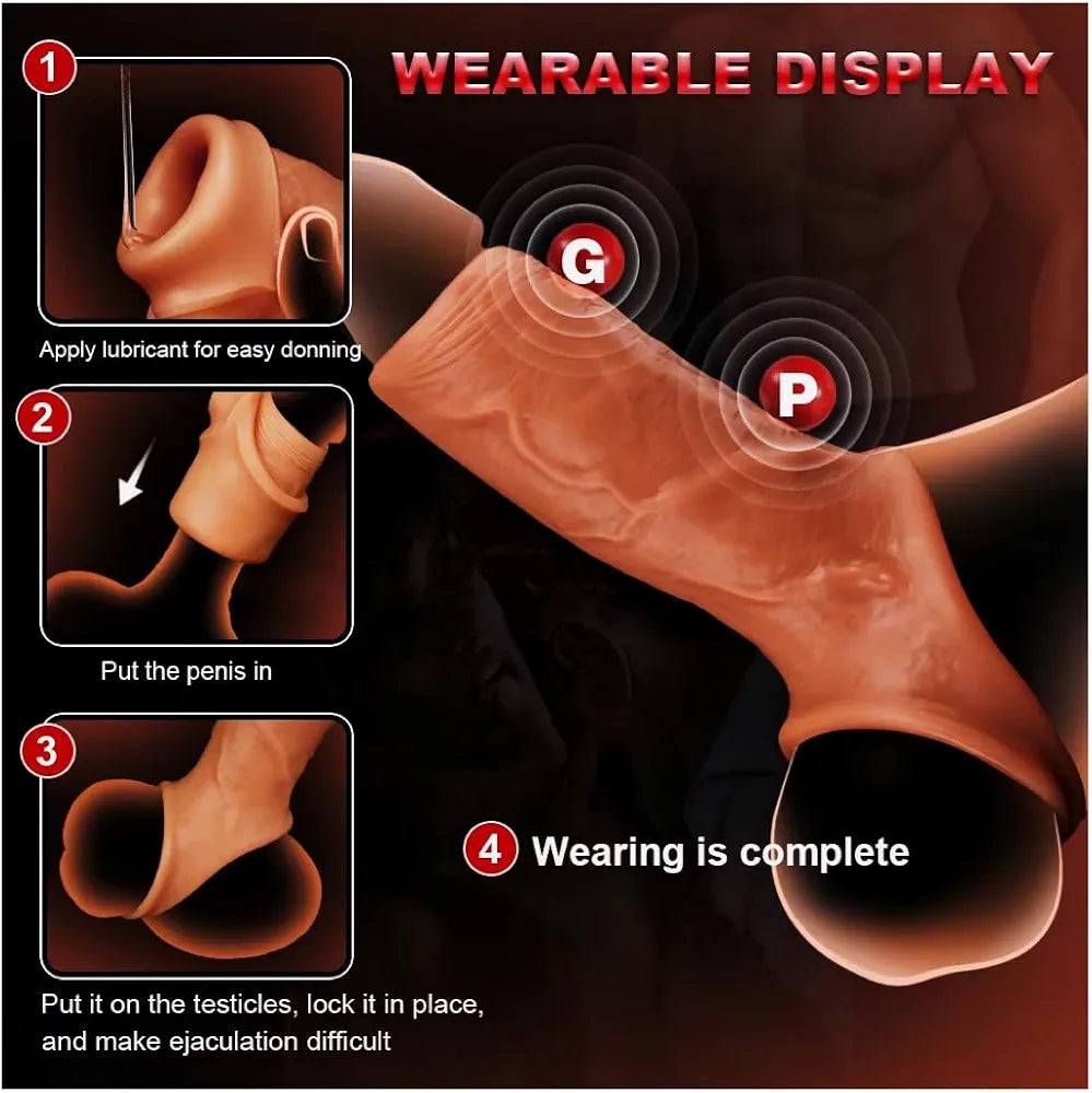 Realistic Silicone Penis Sleeve for Delay, Erection Enhancement, and Girth Expansion