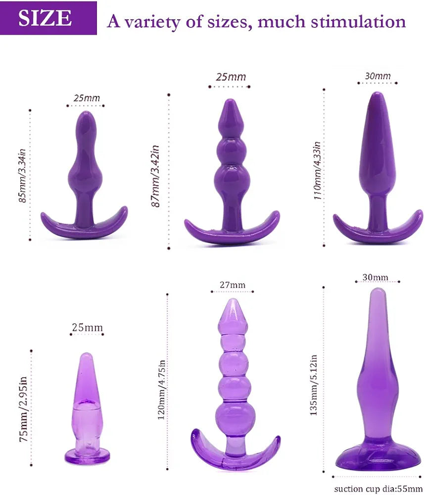 6-Piece Silicone Anal Training Set for Beginners with Prostate Massager