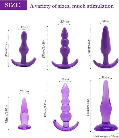 6-Piece Silicone Anal Training Set for Beginners with Prostate Massager