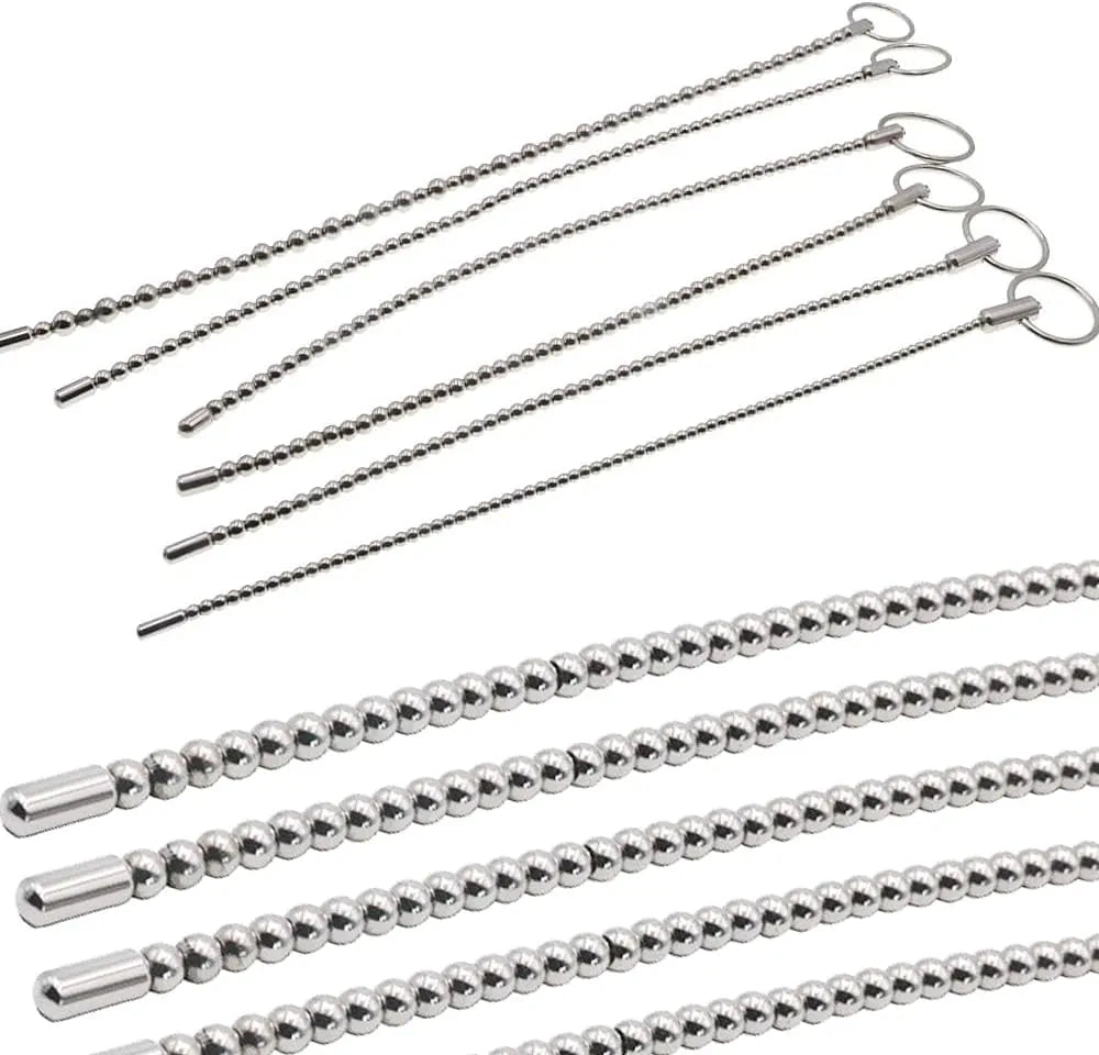 13.8" Flexible Stainless Steel Urethral Sound Dilator with Smooth Beads for Prostate Stimulation and Stretching
