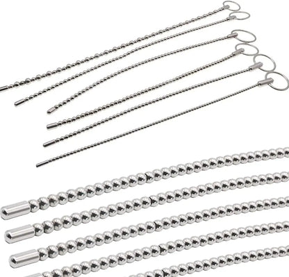 13.8" Flexible Stainless Steel Urethral Sound Dilator with Smooth Beads for Prostate Stimulation and Stretching