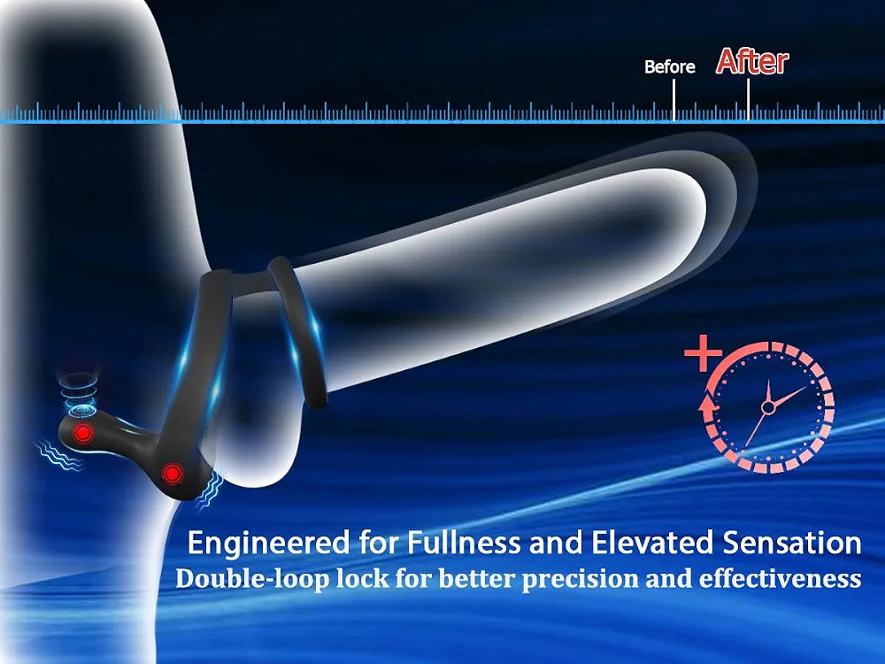 Dual-Motor Remote Controlled Silicone Vibrating Cock Ring for Enhanced Male Stimulation