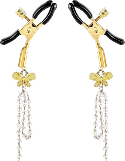 Adjustable Tassel Nipple Clamps - Non-Piercing Adult Play Jewelry Set