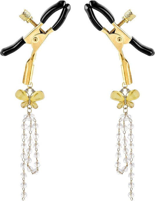 Adjustable Tassel Nipple Clamps - Non-Piercing Adult Play Jewelry Set