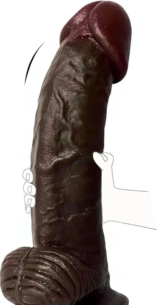 12.5" XXL Black Silicone Dildo with Suction Cup - 8" Girthy Dual-Density Horse Dildo for Anal and Vaginal Play