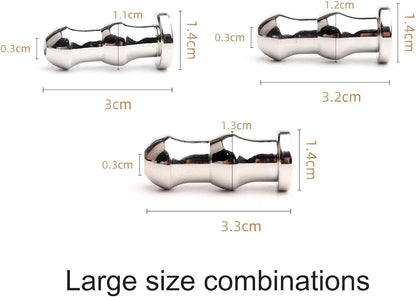 3-Piece Stainless Steel Hollow Urethral Sounding Rod Set for Male Training and Urination Assistance - HB08
