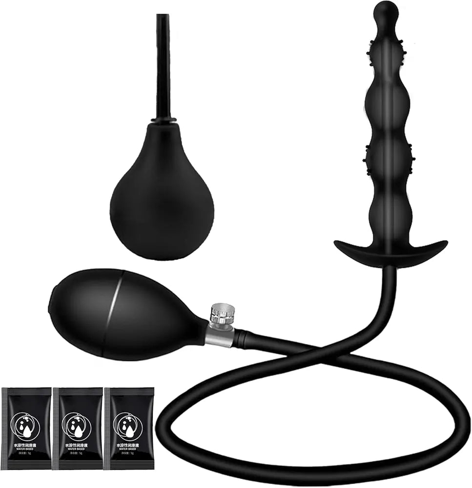 Inflatable Silicone Anal Plug with Manual Pump and Quick-Release Valve