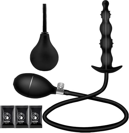 Inflatable Silicone Anal Plug with Manual Pump and Quick-Release Valve