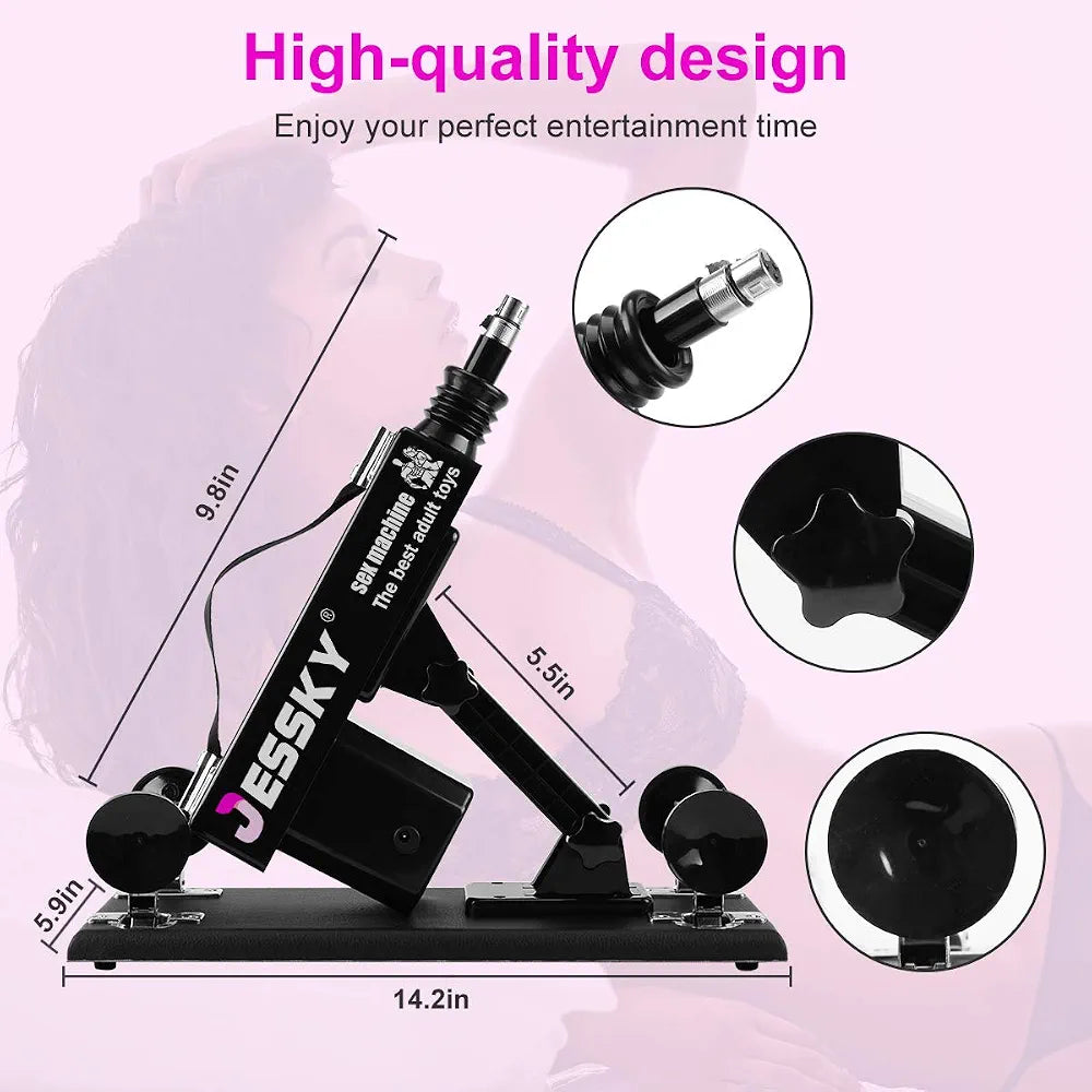 Adjustable Automatic Sex Machine with 9 Realistic Dildo Attachments and 3XLR Connector