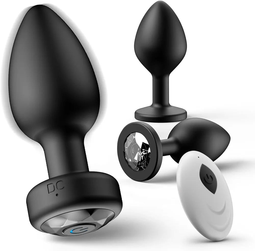 Oreyurt 10-Mode Remote Controlled Silicone Butt Plug Vibrator and Prostate Massager Training Kit - Black