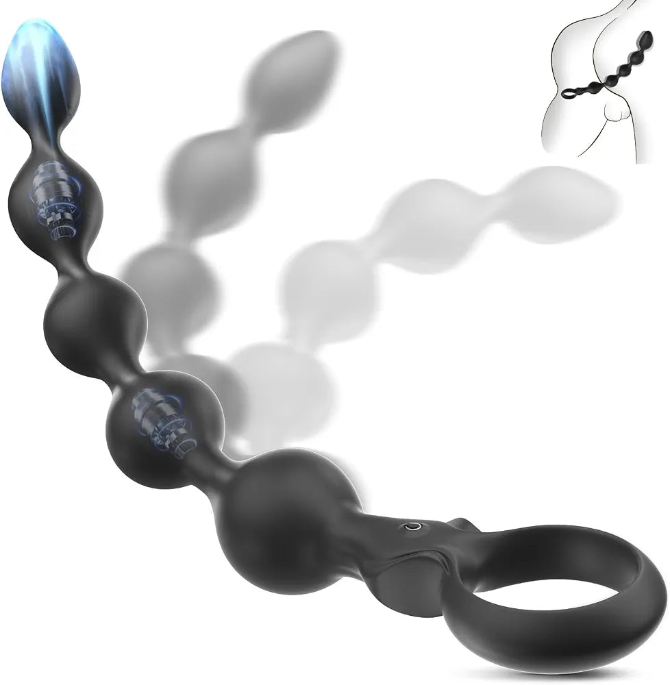 13.1-Inch Rechargeable Silicone Anal Bead Prostate Massager with 10 Vibration Modes