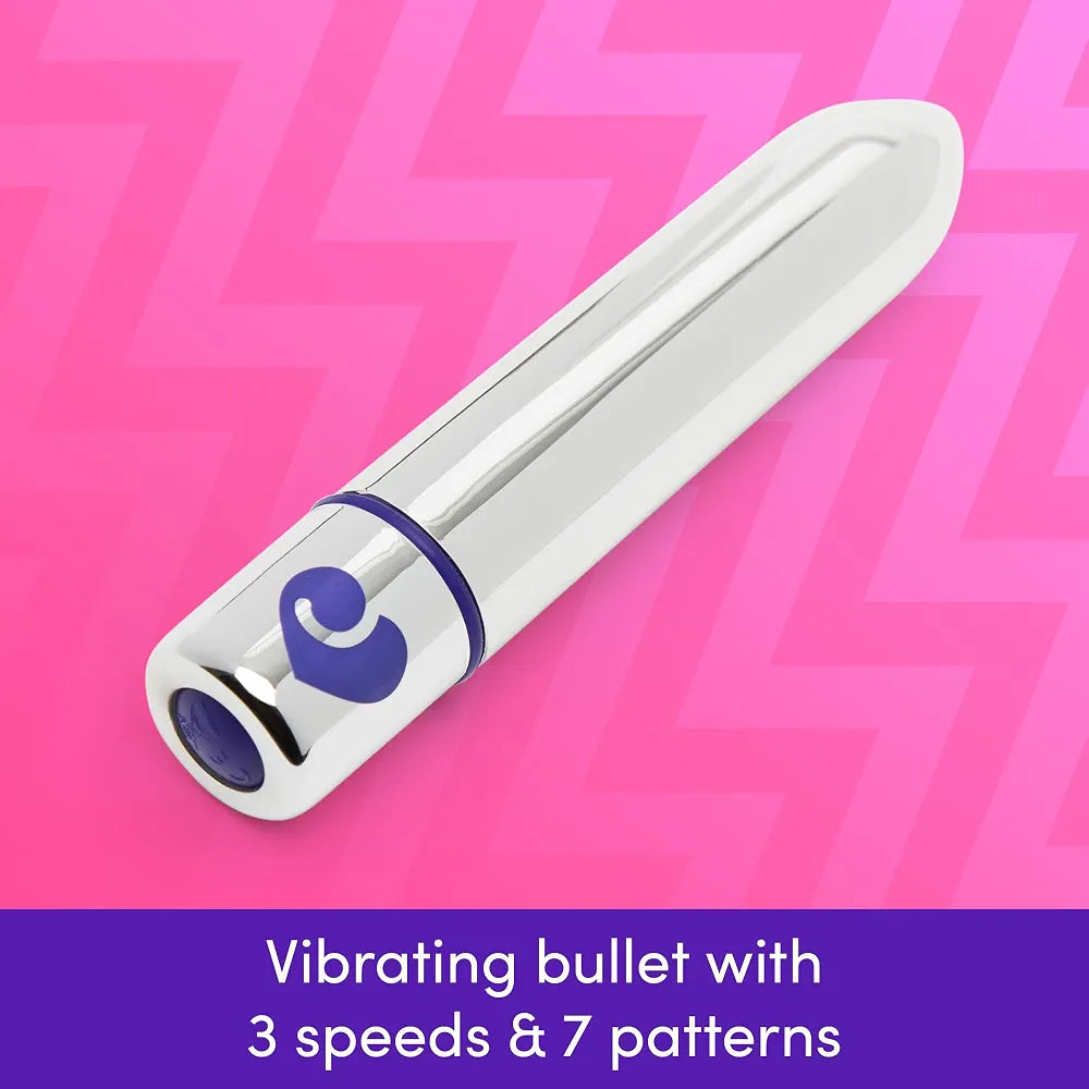 Lovehoney Magic Bullet 4-Inch Waterproof Mini Vibrator - 10-Function Multispeed Lipstick Massager for Women - Silver