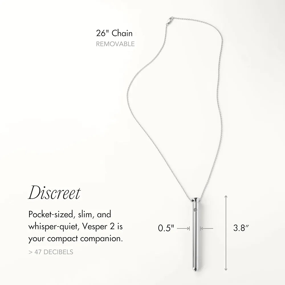 Crave Vesper Original Discreet Vibrating Necklace - Luxury Wearable Adult Toy, Silver
